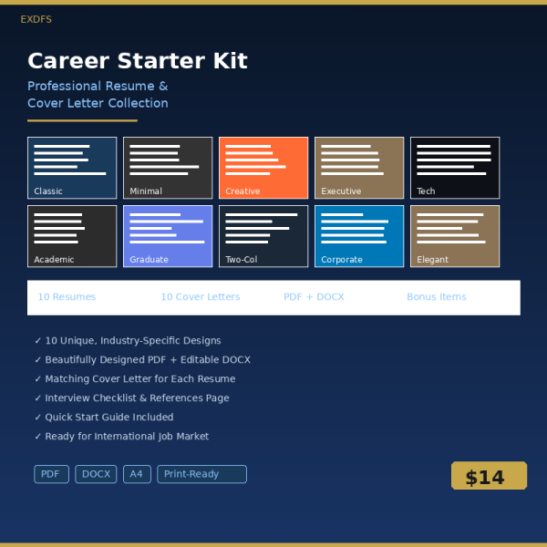 Career Starter Kit — Professional Resume & Cover Letter Collection