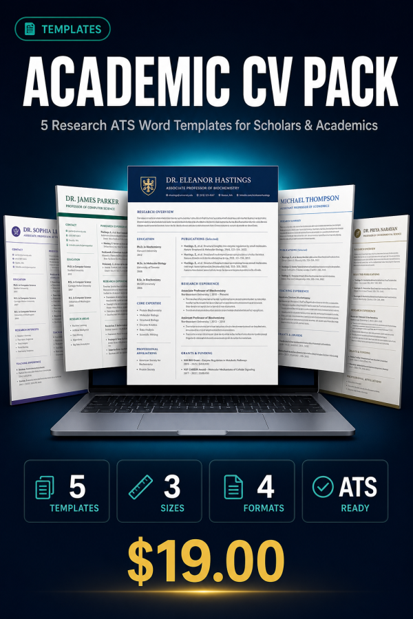 31_academic_cv_detail Academic CV Pack — 5 Research ATS Word Templates