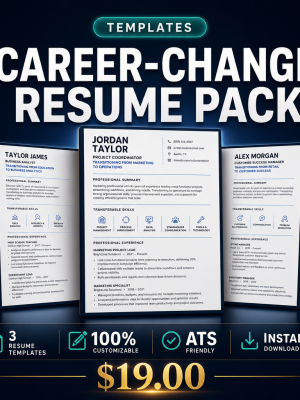 Career-Change Resume Pack — 5 Transition ATS Templates
