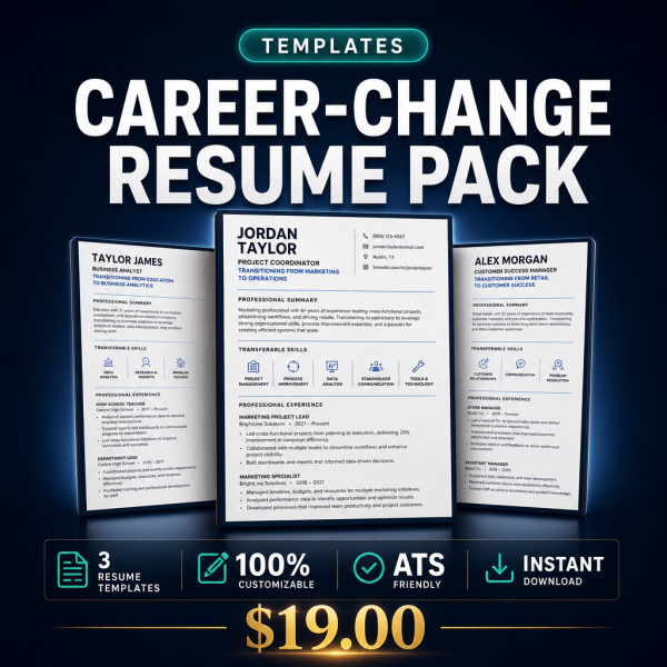 31_career_change_thumb Career-Change Resume Pack — 5 Transition ATS Templates