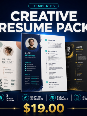 31_creative_resume_thumb Creative Resume Pack — 5 Designer ATS Word Templates