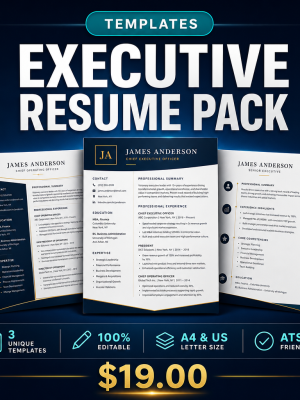 31_executive_resume_thumb Executive Resume Pack — 5 Leadership ATS Word Templates