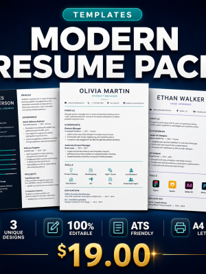 31_modern_resume_thumb Modern Resume Pack — 5 Contemporary ATS Word Templates