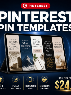 Pinterest Pin Templates — Stunning Vertical Designs That Get Saved & Shared