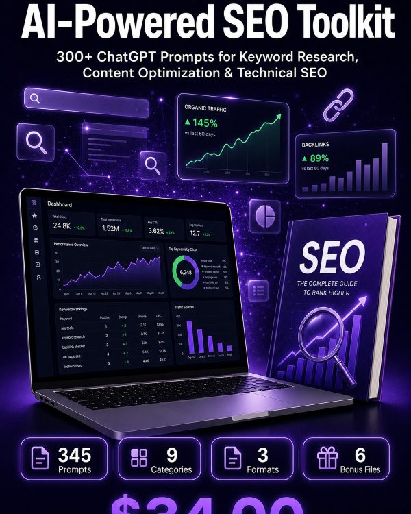 AI-Powered SEO Toolkit — 300+ ChatGPT Prompts for Keyword Research, Content Optimization & Technical SEO