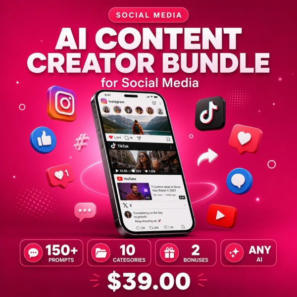 AI Content Creator Bundle for Social Media — 150+ Expert Prompts for LinkedIn, Instagram, TikTok & YouTube