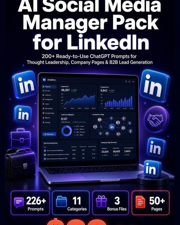 AI_Social_Media_Manager_Pack_for_LinkedIn_Detail AI Social Media Manager Pack for LinkedIn — 200+ ChatGPT Prompts for Thought Leadership, Company Pages & B2B Leads