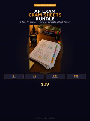 AP-089_cover AP Exam Cram Sheets Bundle — Quick-Reference Study Sheets for Biology, Chemistry, Physics, Calculus, US History & English Language