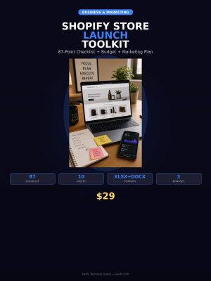 BM-079_cover Shopify Store Launch Toolkit — 87-Point Checklist, Budget Planner, Marketing Calendar & Complete Launch Guide