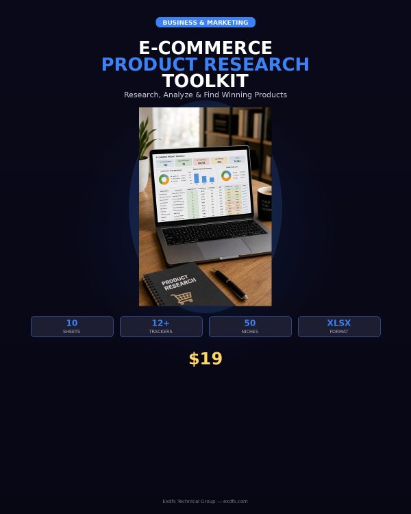 BM-080_cover E-commerce Product Research Toolkit — 10-Sheet Excel Spreadsheet with Competitor Analysis, Profitability Calculator & Trend Tracker