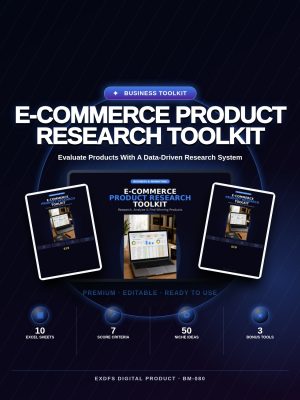 E-commerce Product Research Toolkit — 10-Sheet Excel Spreadsheet with Competitor Analysis, Profitability Calculator & Trend Tracker