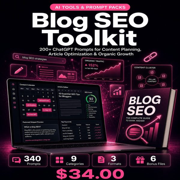 Blog SEO Toolkit — 200+ ChatGPT Prompts for Content Planning, Article Optimization & Organic Traffic Growth