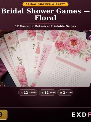 Floral Bridal Shower Games — 12 Romantic Botanical Printable Party Games