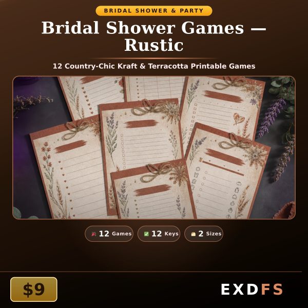 Rustic Bridal Shower Games — 12 Country-Chic Printable Party Games