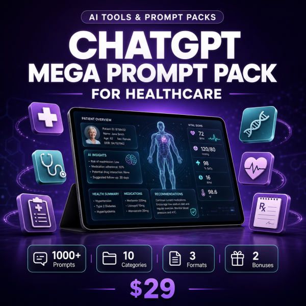 ChatGPT_Mega_Prompt_Pack_Healthcare_Thumbnail ChatGPT Mega Prompt Pack for Healthcare — 1000+ AI Prompts for Healthcare Professionals