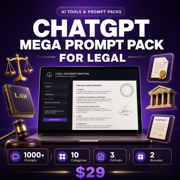 ChatGPT Mega Prompt Pack for Legal — 1000+ AI Prompts for Legal Professionals