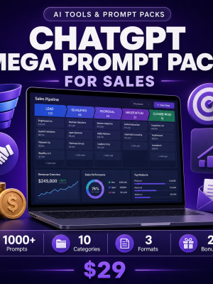 ChatGPT Mega Prompt Pack for Sales — 1000+ AI Prompts for Sales Professionals