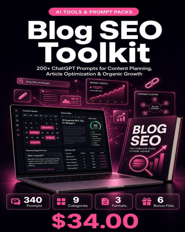 Blog SEO Toolkit — 200+ ChatGPT Prompts for Content Planning, Article Optimization & Organic Traffic Growth