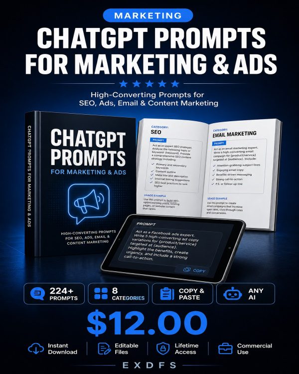 ChatGPT Prompts for Marketing - Product Details with Categories and Example Prompts