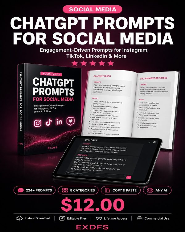 ChatGPT Prompts for Social Media - Product Details with Categories and Example Prompts