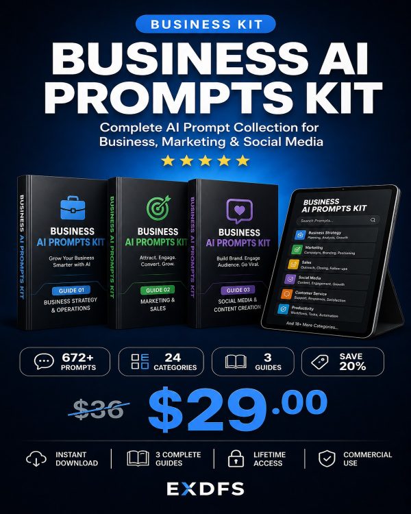 Business AI Prompts Kit - Product Details with Included Packs and Prompt Categories