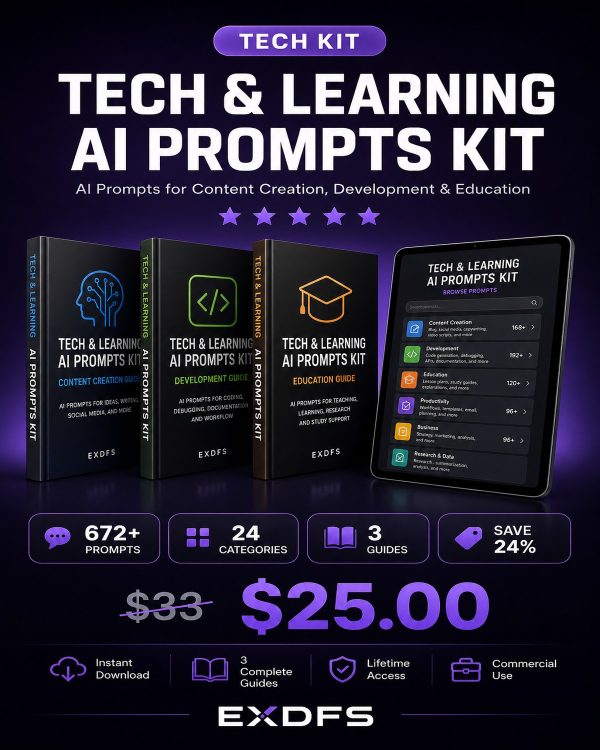 Tech & Learning AI Prompts Kit - Product Details with Included Packs and Prompt Categories