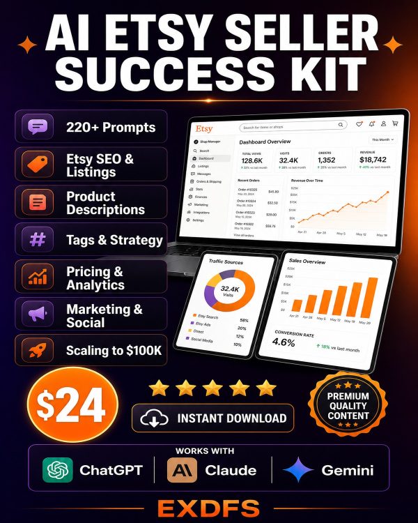 Detail_ETSY-001 AI Etsy Seller Kit - Features SEO Tags Descriptions Analytics Marketing