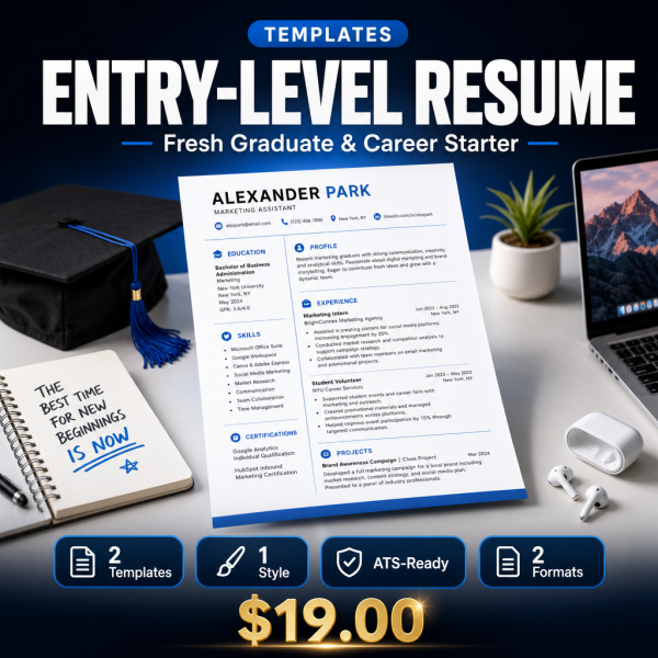 Entry_Level_Resume_Thumbnail Entry-Level Resume Template — Fresh Graduate & Career Starter Format