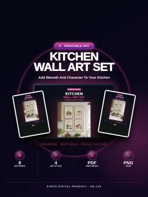 Kitchen Wall Art Set — 8 Minimalist Prints, Herbs, Quotes, Utensils & Coffee Art for Kitchen Decor