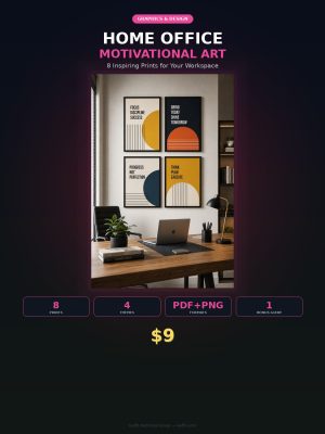 GD-144_cover Home Office Motivational Art Set — 8 Minimalist Prints, Inspirational Quotes & Abstract Geometric Art