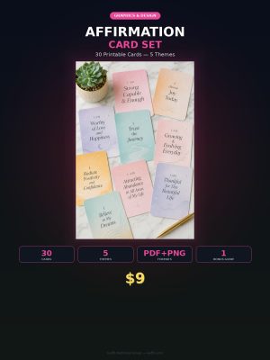 GD-145_cover Affirmation Card Set — 30 Printable Cards, Self-Love, Confidence, Gratitude, Growth Mindset & Daily Positivity