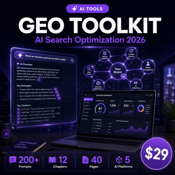 GEO Toolkit — 200+ ChatGPT Prompts for AI Search Ranking, Generative Engine Optimization & AI Citation Building 2026