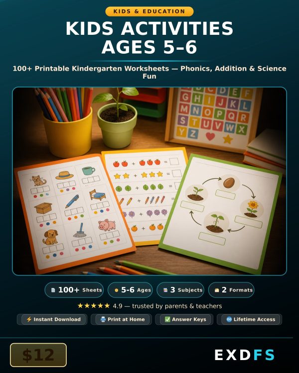Kids Activities Ages 5-6 — 100+ Printable Kindergarten Learning Worksheets
