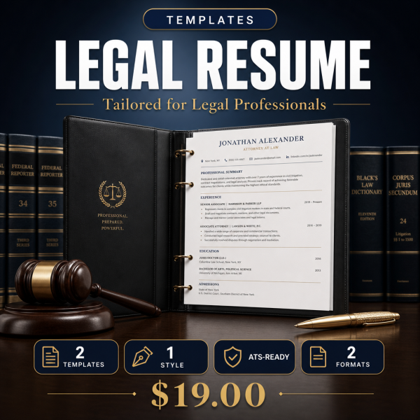 Legal Resume Template — Tailored Layout for Legal Industry Professionals
