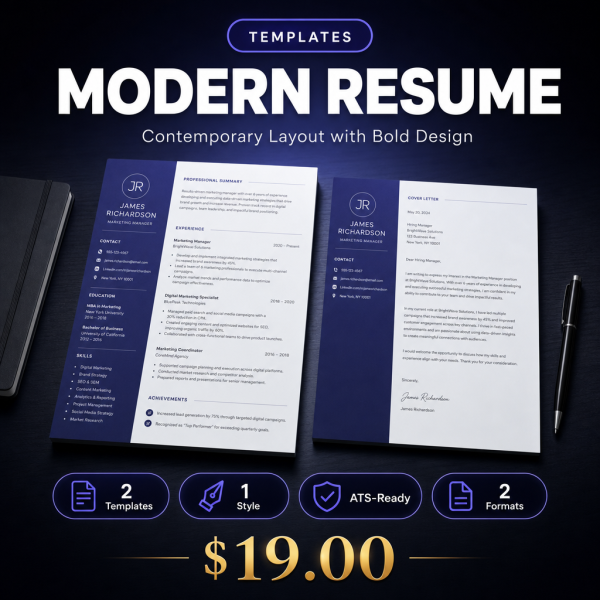 Modern_Resume_Thumbnail Modern Resume Template — Contemporary Layout with Bold Design Elements