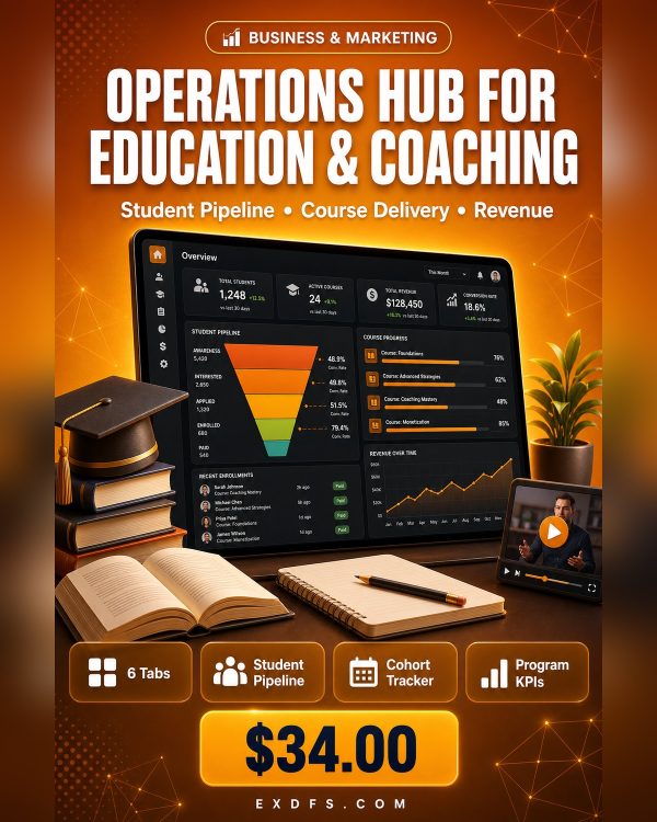 Operations Hub for Education & Coaching — Student Pipeline, Course Delivery & Revenue Dashboard
