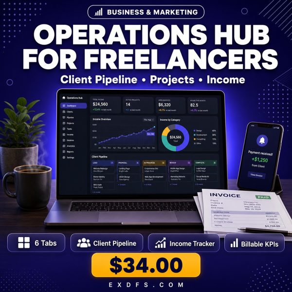 Operations_Hub_for_Freelancers_Thumbnail Operations Hub for Freelancers & Solopreneurs — Client Pipeline, Project & Income Dashboard