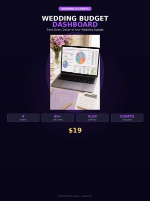 PP-071_cover Wedding Budget Dashboard — Complete Excel Spreadsheet with Detailed Budget, Payment Timeline & Guest Calculator