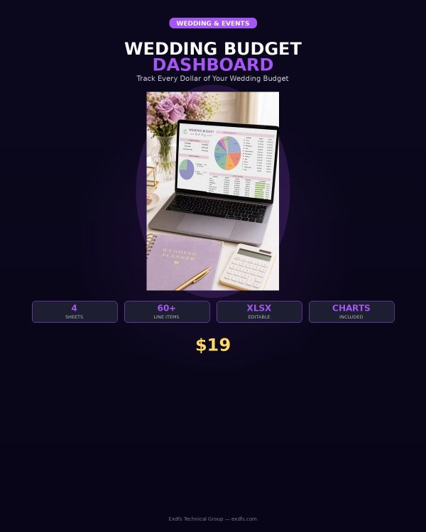 PP-071_cover Wedding Budget Dashboard — Complete Excel Spreadsheet with Detailed Budget, Payment Timeline & Guest Calculator