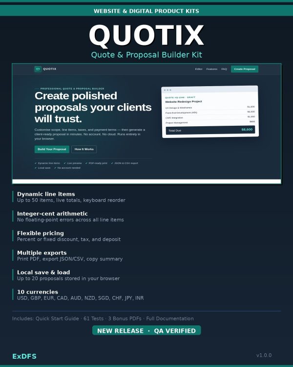 QUOTIX Quote & Proposal Builder Kit