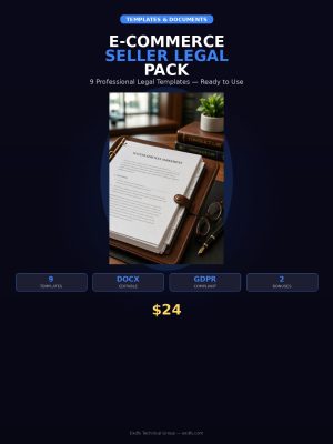 TP-007_cover E-commerce Seller Legal Pack — 9 Professional Legal Templates for Online Stores (Terms, Privacy, Refund, DMCA & More)