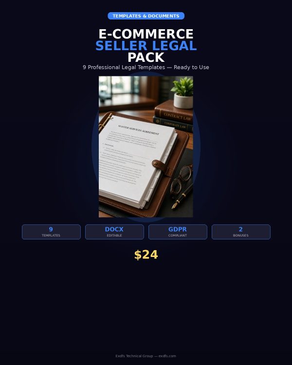 TP-007_cover E-commerce Seller Legal Pack — 9 Professional Legal Templates for Online Stores (Terms, Privacy, Refund, DMCA & More)
