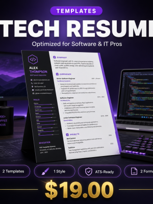 Tech_Resume_Thumbnail Tech Resume Template — Optimized Layout for Software & IT Professionals