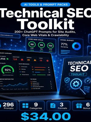 Technical-SEO-Toolkit_Thumbnail Technical SEO Toolkit — 200+ ChatGPT Prompts for Site Audits, Core Web Vitals, Crawlability & Indexation