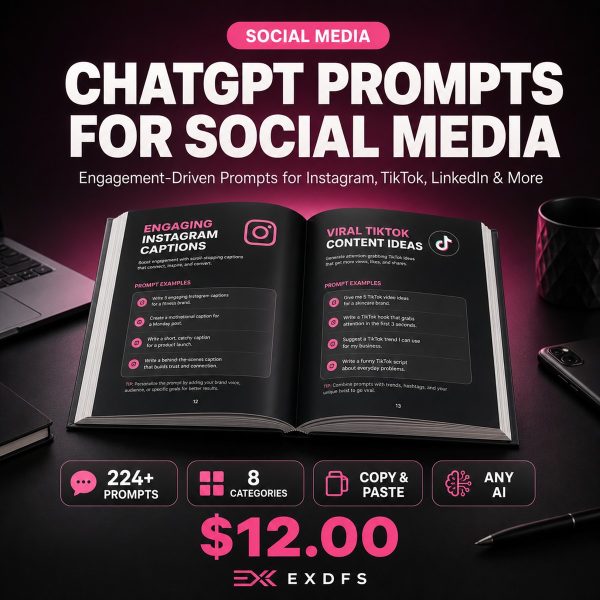 ChatGPT Prompts for Social Media and Community - 224+ AI Prompts Pack Cover