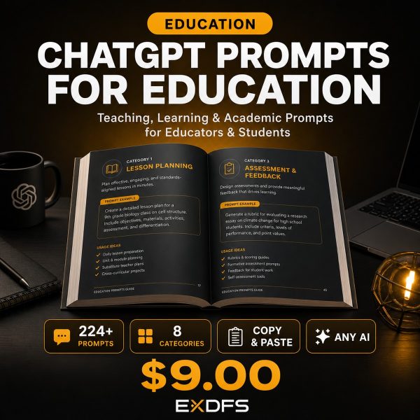 ChatGPT Prompts for Education and Online Learning - 224+ AI Prompts Pack Cover