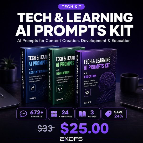 Tech & Learning AI Prompts Kit - 672+ ChatGPT Prompts Bundle Cover