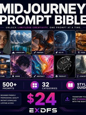 Thumb_MJ-001 Midjourney Prompt Bible - 500+ AI Art Prompts Cover