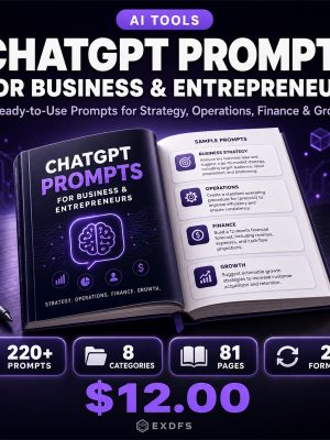 Thumbnail_1200x1200 ChatGPT Prompts for Business and Entrepreneurs - 220+ AI Prompts Pack Cover