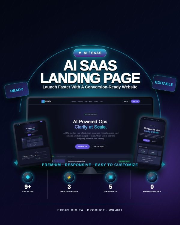 LUMEN — AI SaaS Landing Page Template — Static HTML/CSS/JS